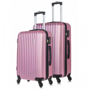 Комплект чемоданов Lcase Krabi, 2 шт., 94 л, размер S/L, розовый, золотой L'case. Цвет: золотистый/розовое золото/розовый