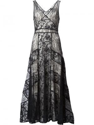 Длинное кружевное платье Phyllis Alice+Olivia. Цвет: чёрный