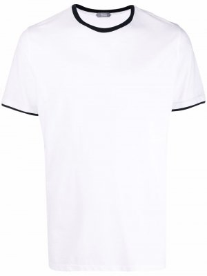 Contrast-trim cotton T-shirt Zanone. Цвет: белый