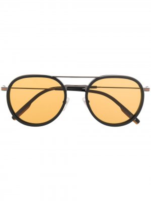 Солнцезащитные очки в круглой оправе Ermenegildo Zegna. Цвет: черный