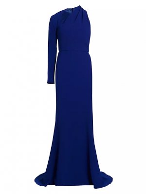 Платье из крепа с драпировкой на одно плечо , цвет cobalt Amsale