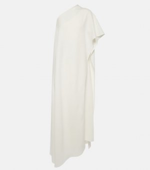Асимметричное шелковое платье миди с накидкой и , белый Valentino