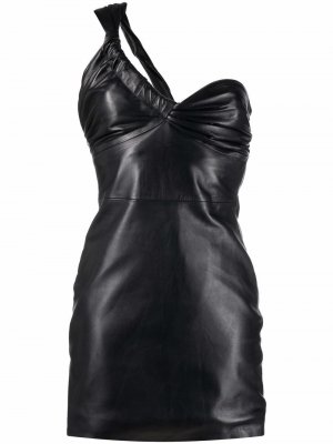Asymmetric leather mini-dress Manokhi. Цвет: черный