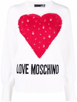 Свитер с нашивкой Love Moschino. Цвет: белый