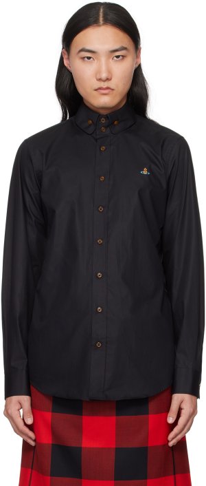 Черная рубашка с двумя пуговицами в стиле кролл Vivienne Westwood