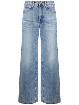 Широкие джинсы Grace с бахромой Slvrlake. Цвет: синий