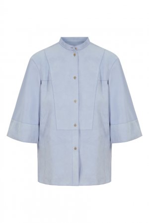 Голубая кожаная блузка Loewe. Цвет: голубой