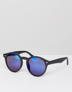 Черные круглые солнцезащитные очки Burton Menswear. Цвет: черный