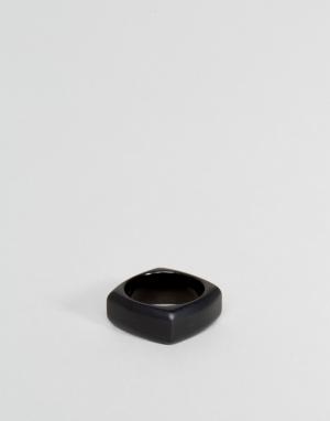 Черное матовое квадратное кольцо Frya Vitaly. Цвет: черный