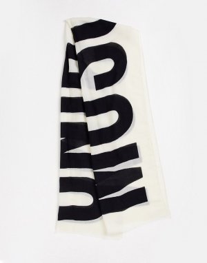 Белый шарф с большим логотипом Moschino
