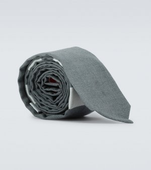 Шерстяной галстук с четырьмя полосками , серый Thom Browne