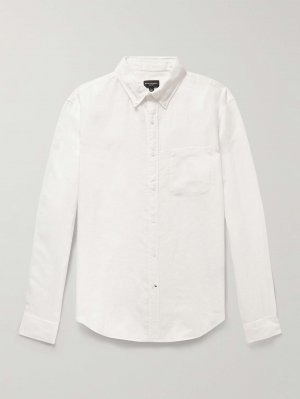 Льняная рубашка с воротником на пуговицах CLUB MONACO, белый Monaco