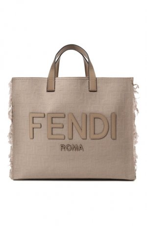 Текстильная сумка-тоут Fendi. Цвет: бежевый