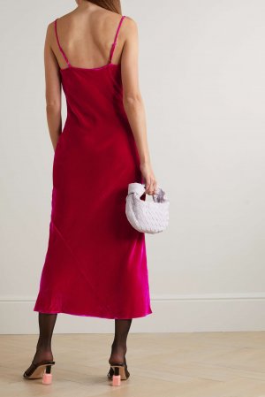 REFORMATION бархатное платье миди Salamanca, розовый