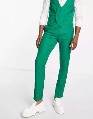 Зеленые костюмные брюки скинни Devils Advocate. Цвет: зеленый