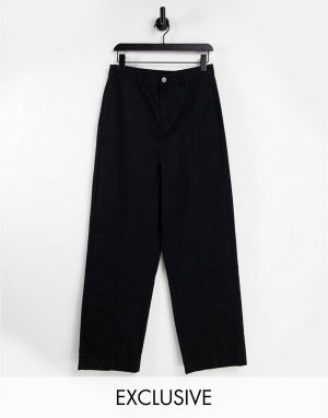 Черные свободные брюки чиносы с декоративной строчкой COLLUSION Unisex-Черный цвет