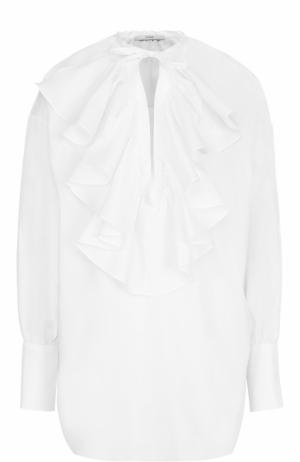 Хлопковая блуза свободного кроя с оборками Tome. Цвет: белый