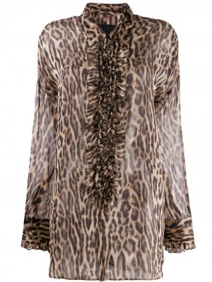 Блузка с леопардовым принтом R13. Цвет: коричневый