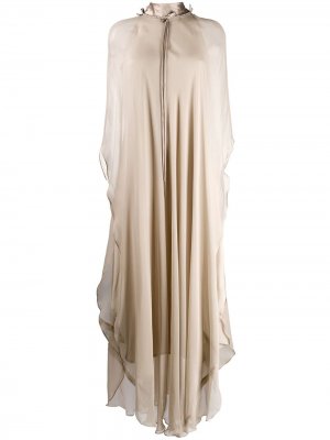 Шифоновое платье с высоким воротником Irina Schrotter. Цвет: нейтральные цвета