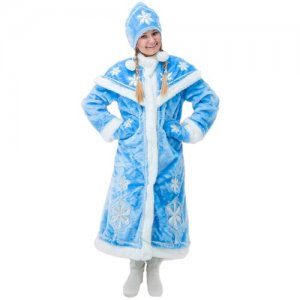 Карнавальный костюм снегурочка люкс взрослый арт.1384 размер: 46-48 160-170 см. Бока С. Цвет: голубой/белый