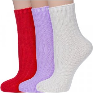 Носки 3 пары, размер 14-16, красный, бежевый RuSocks. Цвет: бежевый/фиолетовый/красный