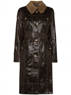 Пальто Hana из искусственной кожи Rejina Pyo. Цвет: коричневый