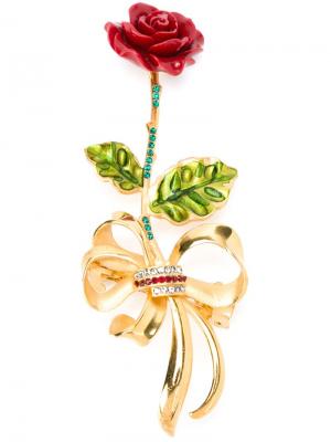 Заколка в форме розы с кристаллами Dolce & Gabbana. Цвет: красный