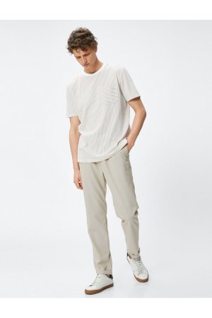 Классические брюки Slim Fit с эластичной резинкой на талии и карманом пуговицах , экрю Koton