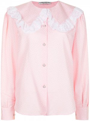 Рубашка с объемным воротником и цветочным узором Alessandra Rich. Цвет: розовый