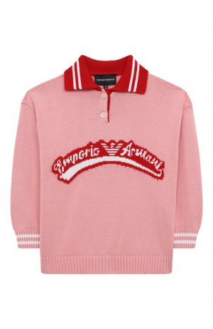 Хлопковый пуловер Emporio Armani. Цвет: розовый