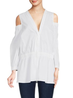 Однотонная блузка с открытыми плечами , белый Donna Karan New York