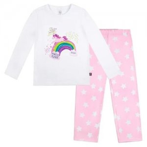 Пижама BOSSA NOVA 362К-151 для девочки, цвет белый/розовый, размер 92. Цвет: белый/розовый