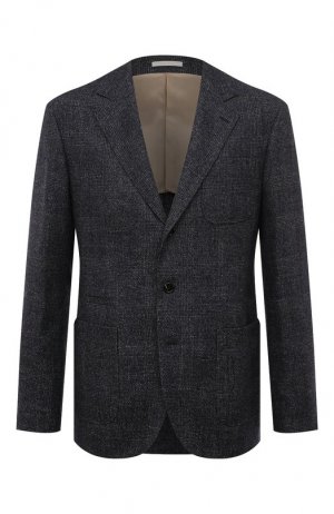 Шерстяной пиджак Brunello Cucinelli. Цвет: синий