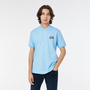 Поло Мужское Lacoste. Цвет: голубой