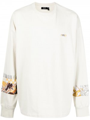 Sleeve-print cotton sweatshirt FIVE CM. Цвет: бежевый