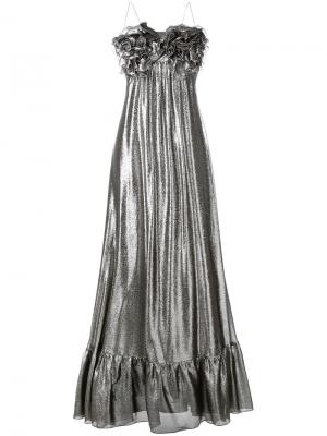 Вечернее платье с металлическим отблеском Daniele Carlotta. Цвет: металлический