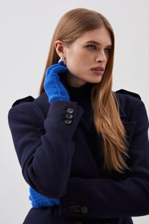 Мягкие шерстяные трикотажные перчатки , синий Karen Millen