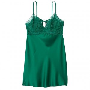 Сорочка Victoria's Secret Stretch Satin Lace Cutout Slip, зеленый Victoria's