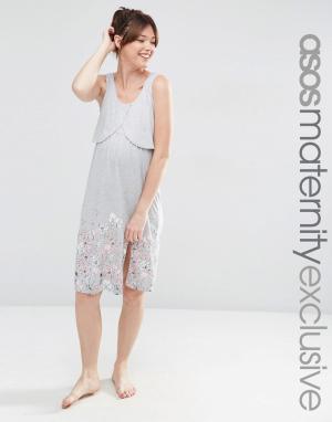 Ночная сорочка для беременных и кормящих ASOS Maternity NURSING -. Цвет: серый