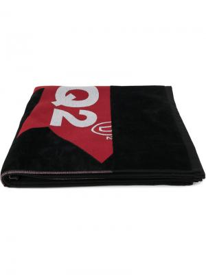 Пляжное полотенце с принтом логотипа Dsquared2. Цвет: черный