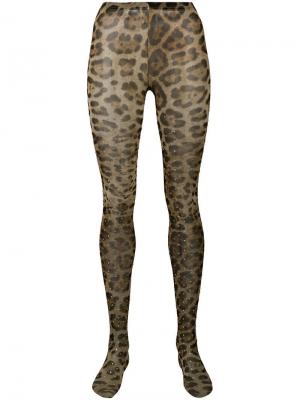 Колготки с леопардовым принтом Dolce & Gabbana. Цвет: нейтральные цвета