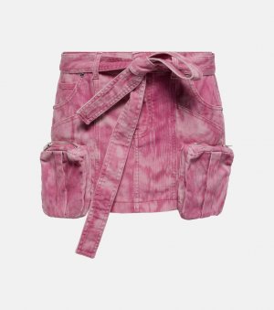 Джинсовая мини-юбка карго с камуфляжным принтом, розовый Blumarine