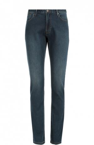Зауженные джинсы с контрастной прострочкой Armani Jeans. Цвет: синий