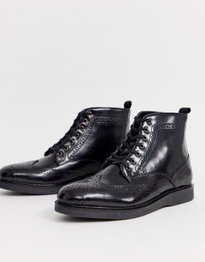 Черные блестящие ботинки-броги Calverston-Черный H by Hudson