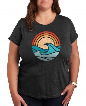 Модная футболка больших размеров с рисунком «Пляжные волны» , серый Air Waves