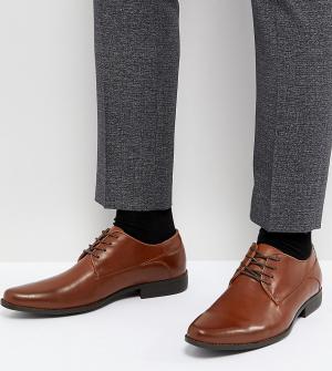 Светло-коричневые дерби на шнуровке для широкой стопы из искусственной кожи ASOS DESIGN. Цвет: рыжий