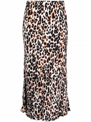 Расклешенная юбка миди с леопардовым принтом Calvin Klein. Цвет: белый