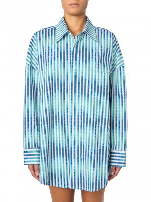Платье-рубашка из хлопка с принтом , синий Amiri