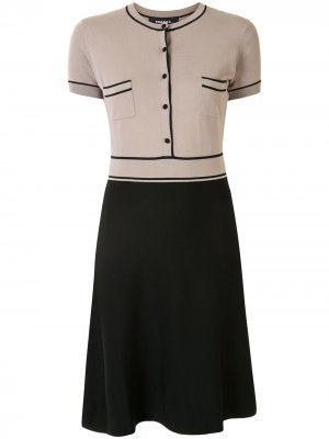 Расклешенное платье с контрастной отделкой Paule Ka. Цвет: черный