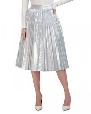 Лам&;eacute; Плиссированная юбка-миди , цвет Silver BCBGMAXAZRIA